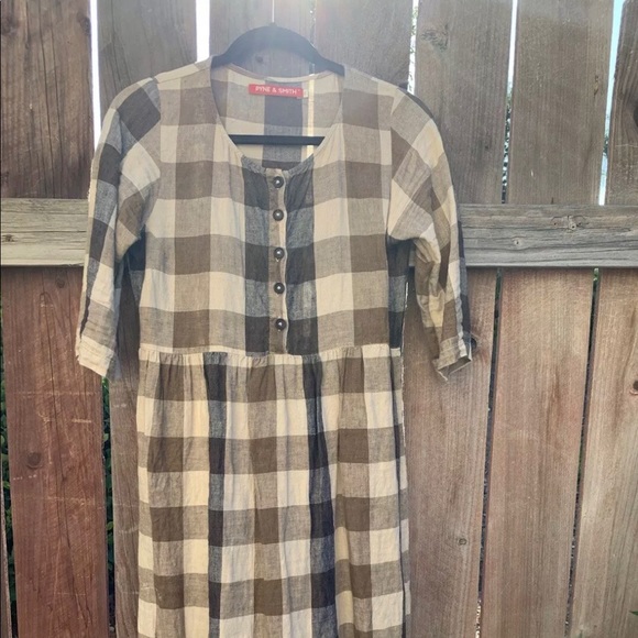 Pyne & Smith Clothierw XS linen dress dartmoor check No. 19 minimal use - Picture 2 of 3